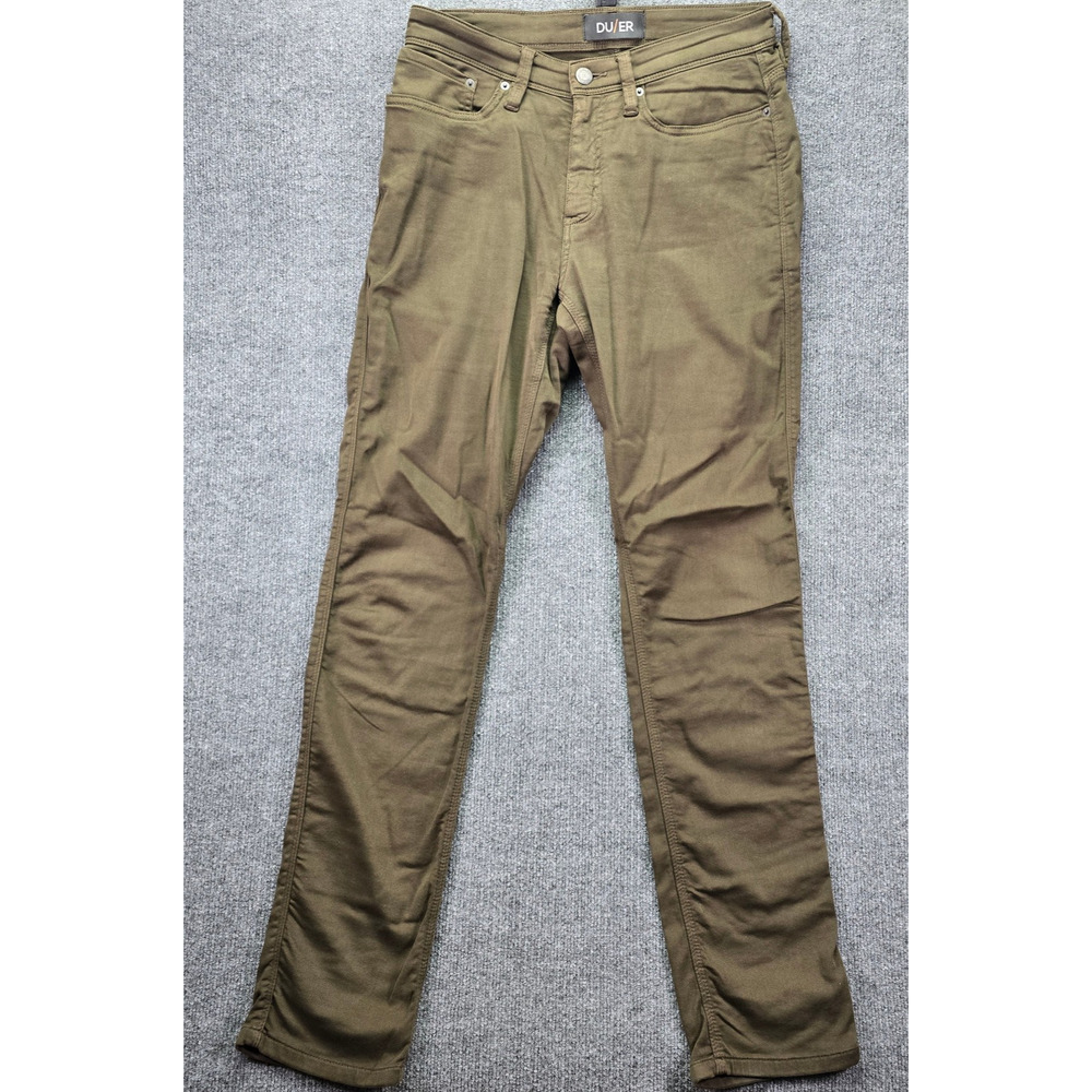 DU/ER Pants Mens 31x34 Dark Olive Brown N2X No Sweat Relaxed Taper Performance